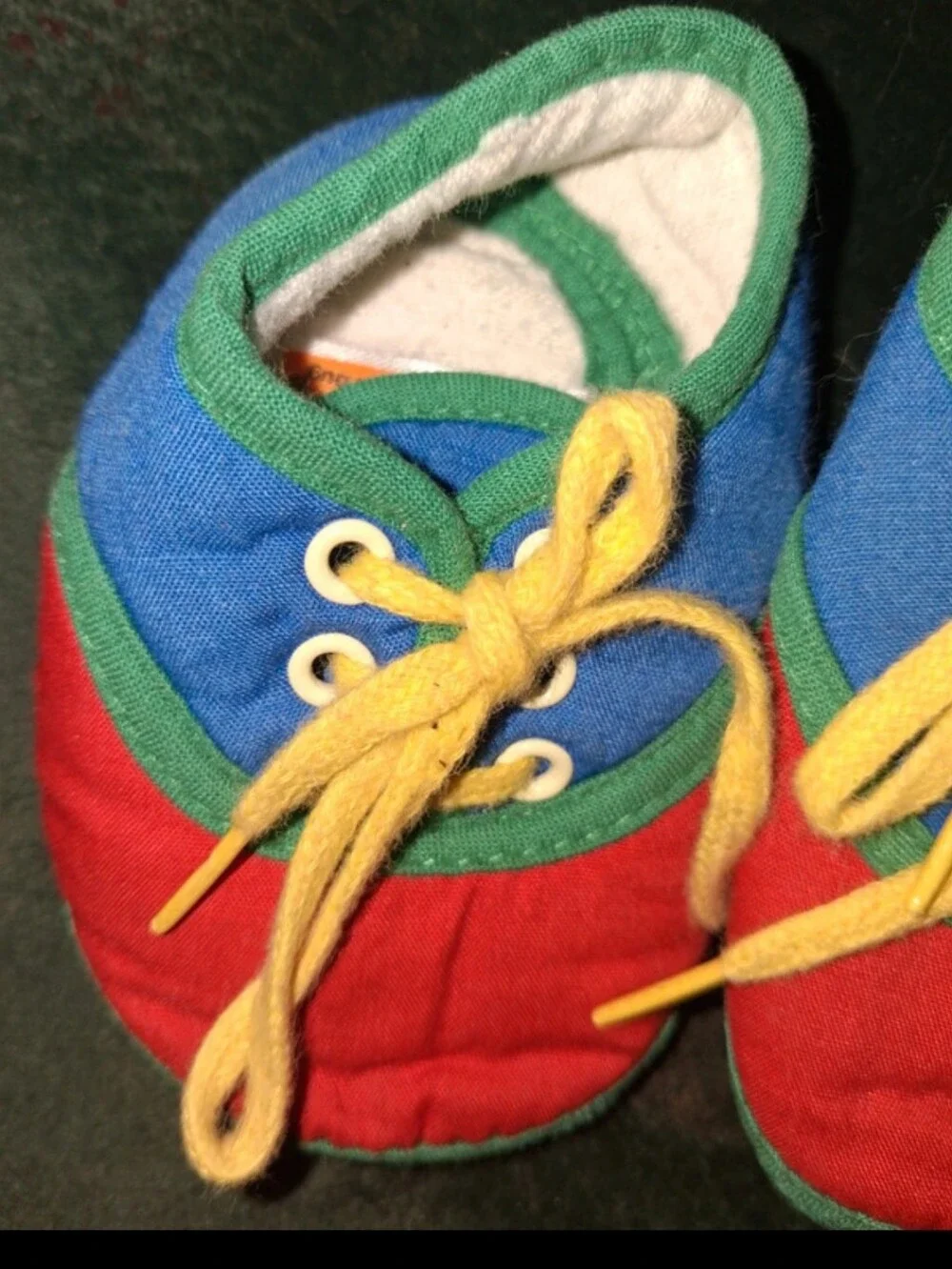 Vintage Red Blue Green Yellow Baby Shoes